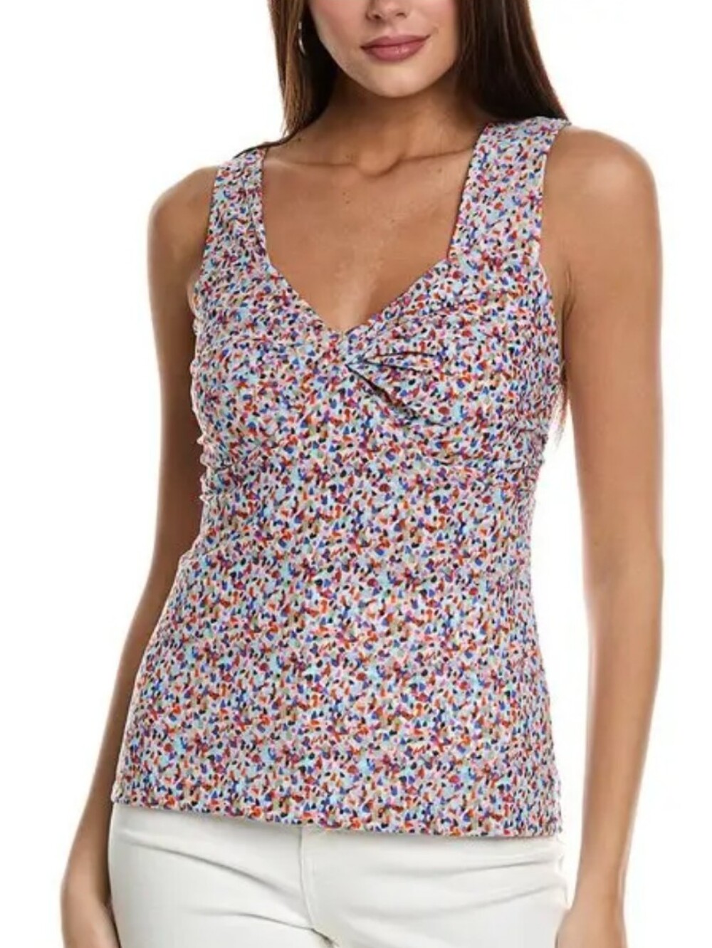 cabi Bustier Tank Top Medium Multicolor Mesh Twist Front Sleeveless Colorful NEW
